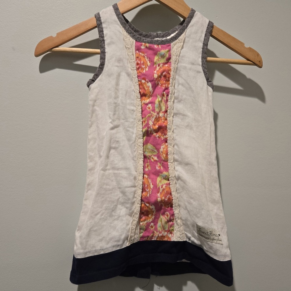 Sweet Honey Girls Size 4 linen sundress with button‎ back